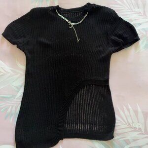 Black custom hollow knit sweater, size S